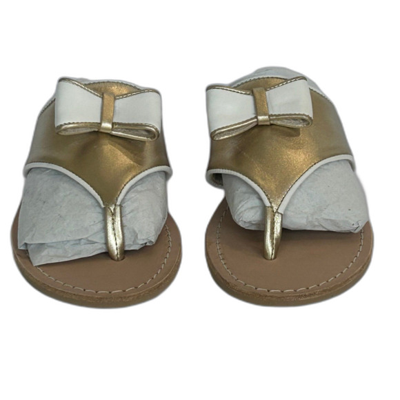 Jack Rogers Sandals Women’s Size 7.5M Color Gold White Giselle Bow Flats - Picture 6 of 11